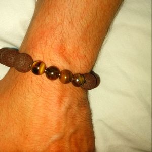 Tigers Eyes And Lava Rock Bracelet